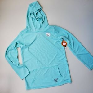 NWT UPF 50 Swim hooded cover-up teal green